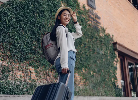 A woman travelling with a backpack