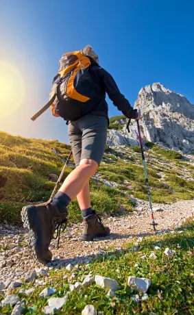 a person hiking with a backpack